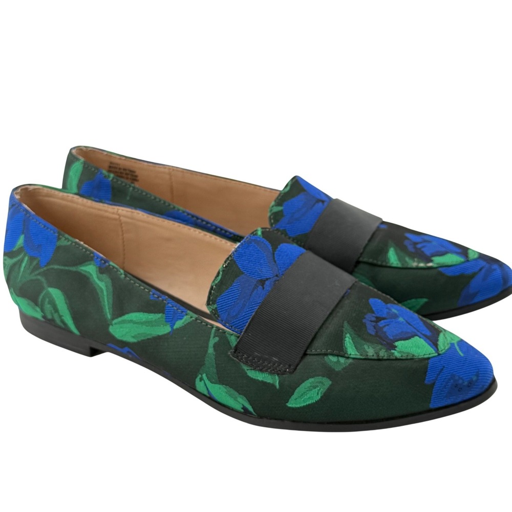 Kelly Katie Dotty 7.5 Loafers Dark Floral Jacquard Pointed Toe Flats  Preppy GUC